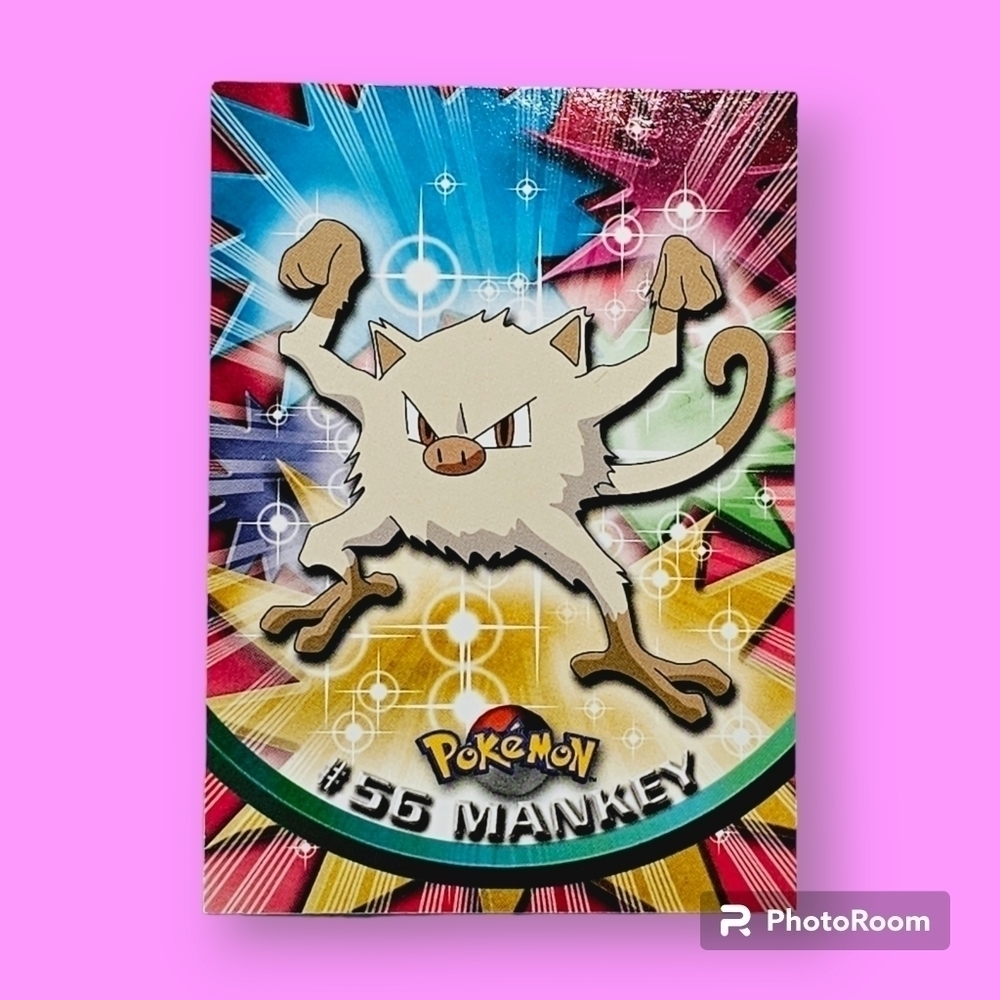 Pokemon MANKEY #56 Character Card Topps Series 1 1999 TV Animation Edition